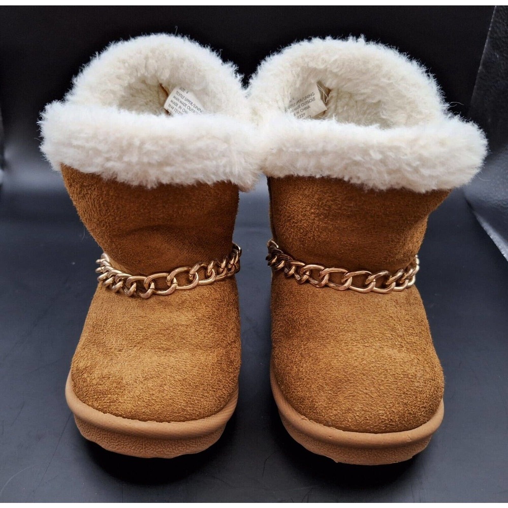 Toddler's BEBE Faux Fur Trim & Lined Winter Boot Pull-On - Size: 6